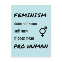 Postcarta de feminismo pro slogan humano