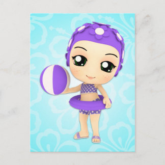 Postal Postcarta de Fiesta de Chica Chibi