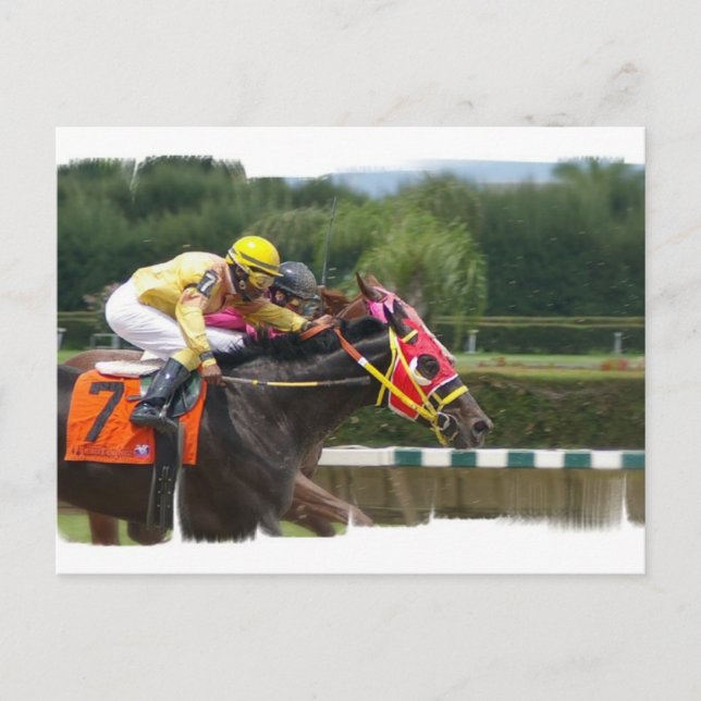 Postal Postcarta de fin de carrera de caballos (Anverso)