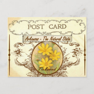 Postal Postcarta de flores del estado de Arkansas