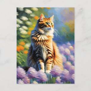 Postal Postcarta de gato estilo monet