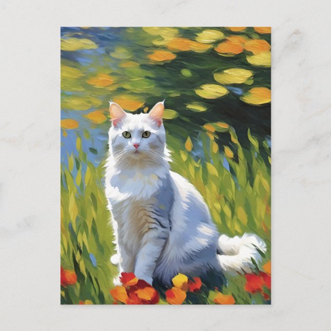 Postal Postcarta de gato estilo monet (Anverso)