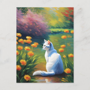 Postal Postcarta de gato estilo monet