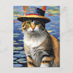 Postal Postcarta de gato estilo monet