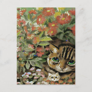 Postal Postcarta de gatos de flores de época