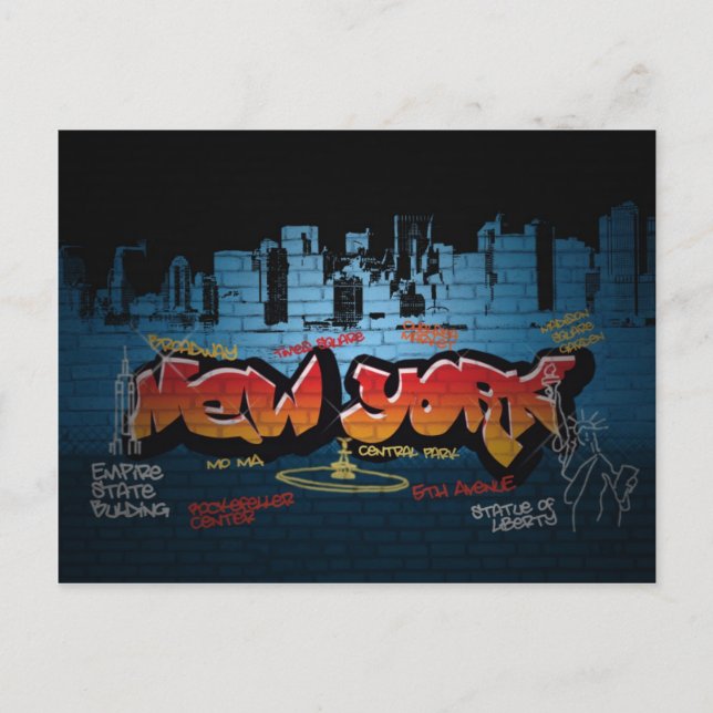 Postal Postcarta de grafitti de Nueva York (Anverso)