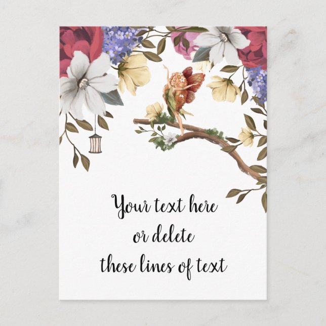 Postal Postcarta de hadas florales (Anverso)