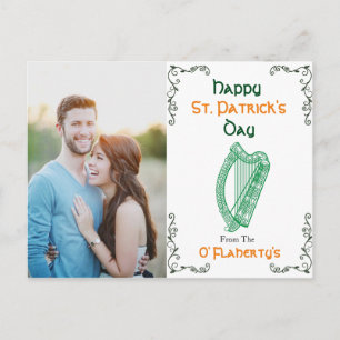 Postal Postcarta de Harp irlandesa personalizada Día de