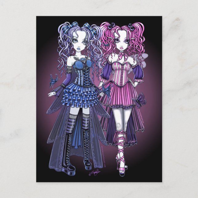 Postal Postcarta de Haylee y Maegan Gothic Fairies (Anverso)