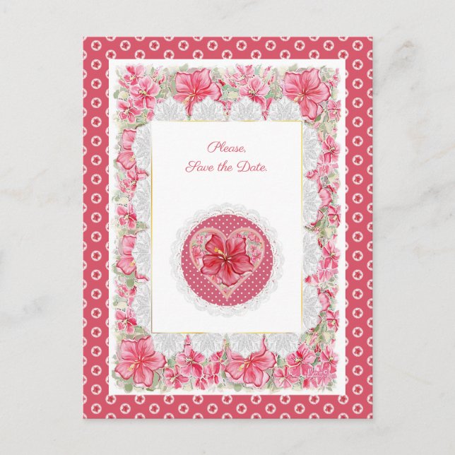 Postal Postcarta de Hibiscus & Lace (Anverso)