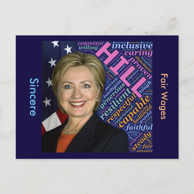 Postal Postcarta de Hillary Clinton Pres, Flag & Caring W (Anverso)