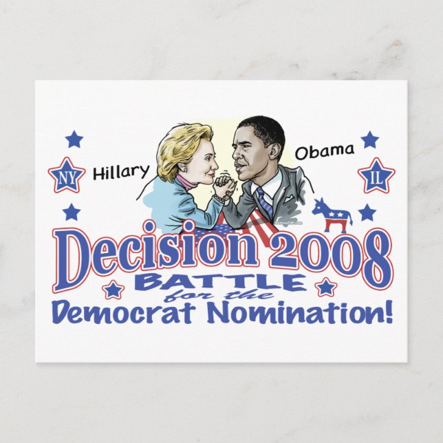 Postal Postcarta de Hillary vs. Obama  (Anverso)
