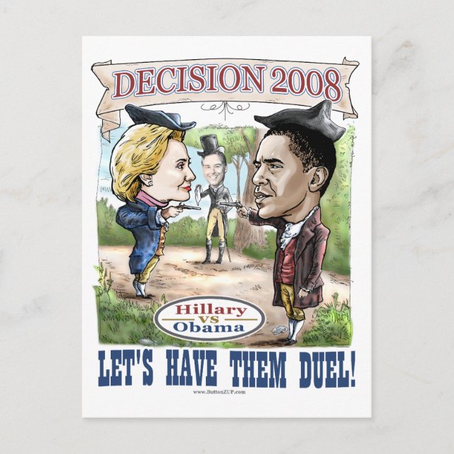 Postal Postcarta de Hillary vs. Obama  (Anverso)