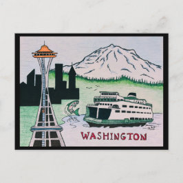 Postal Postcarta de Ilustracion del estado de Washington
