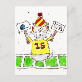 Postal Postcarta de Kitty, fanático del fútbol