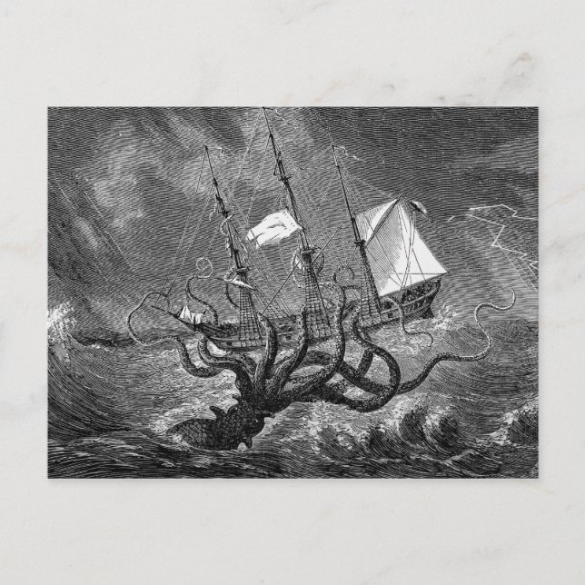 Postal Postcarta de Kraken de estilo victoriano (Anverso)