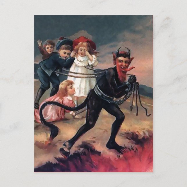 Postal Postcarta de Krampus victoriano vintage (Anverso)