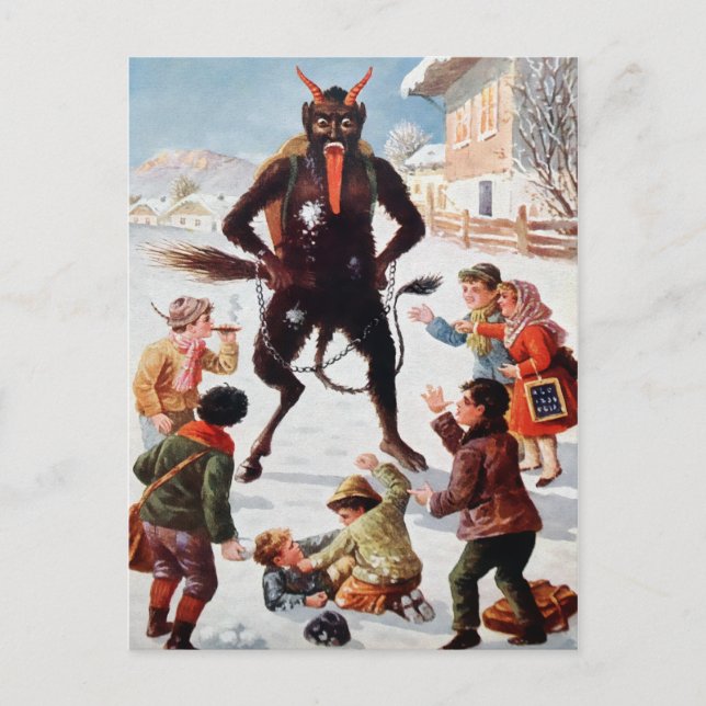 Postal Postcarta de Krampus victoriano vintage (Anverso)