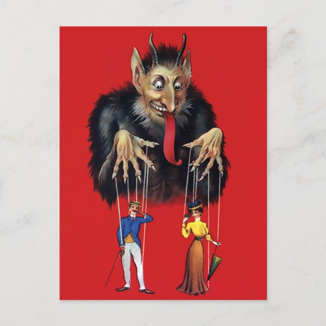 Postal Postcarta de Krampus victoriano vintage (Anverso)