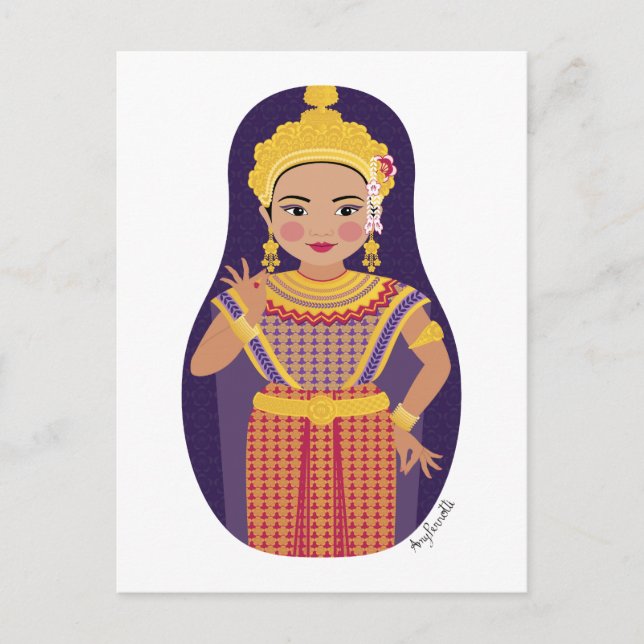 Postal Postcarta de la bailarina tailandesa Matryoshka (Anverso)