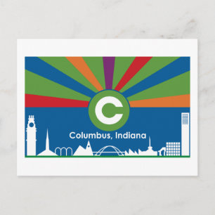 Postal Postcarta de la bandera de Indiana de Colón