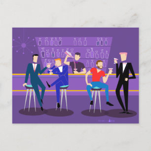 Postal Postcarta de la barra retro gay