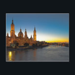 Postal Postcarta de la Basílica de Zaragoza<br><div class="desc">Zaragoza Basílica en España al atardecer.</div>