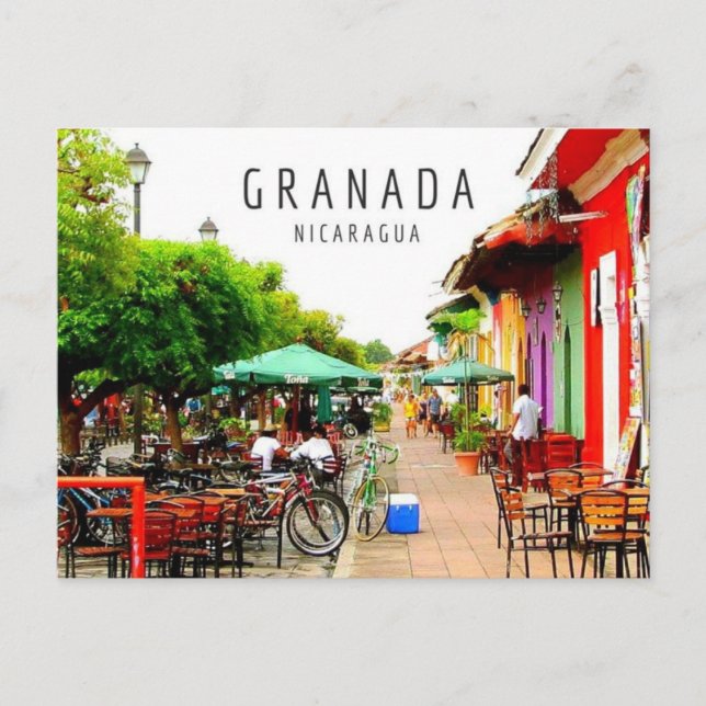 Postal Postcarta de la ciudad colonial de Granada Nicarag (Anverso)