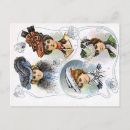 Postal Postcarta de la dama de moda en Gorras de moda