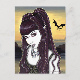 Postal Postcarta de la diosa del dragón gótico de Katana