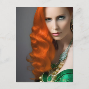 Postal Postcarta de la diosa irlandesa Red Haired
