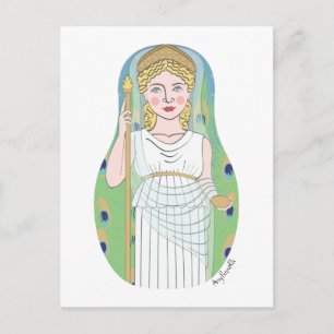Postal Postcarta de la diosa romana Juno Matryoshka