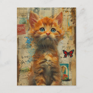 Postal Postcarta de la escuela Cute Ginger Kitten