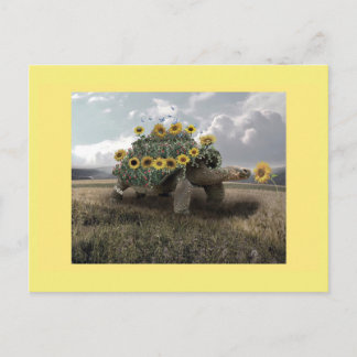 Postal Postcarta de la floreciente tortuga girasol