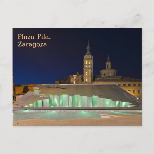 Postal Postcarta de la fuente de Zaragoza (Anverso)