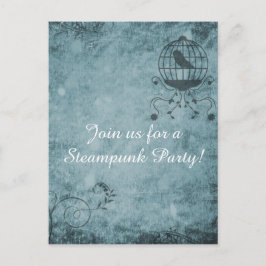 Postal Postcarta de la jaula de aves de Steampunk azul pr