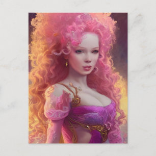Postal Postcarta de la mujer del cabello grande
