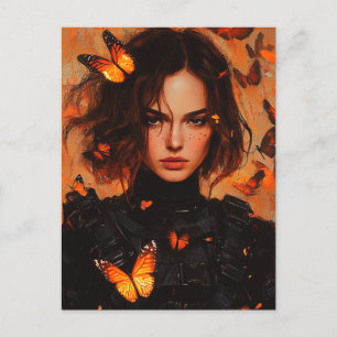 Postal Postcarta de la mujer mariposa
