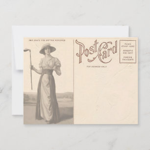 Postal Postcarta de la mujer ventilado Golfer