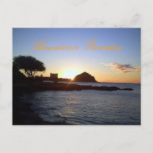 Postcarta de la puesta de sol en Hawái