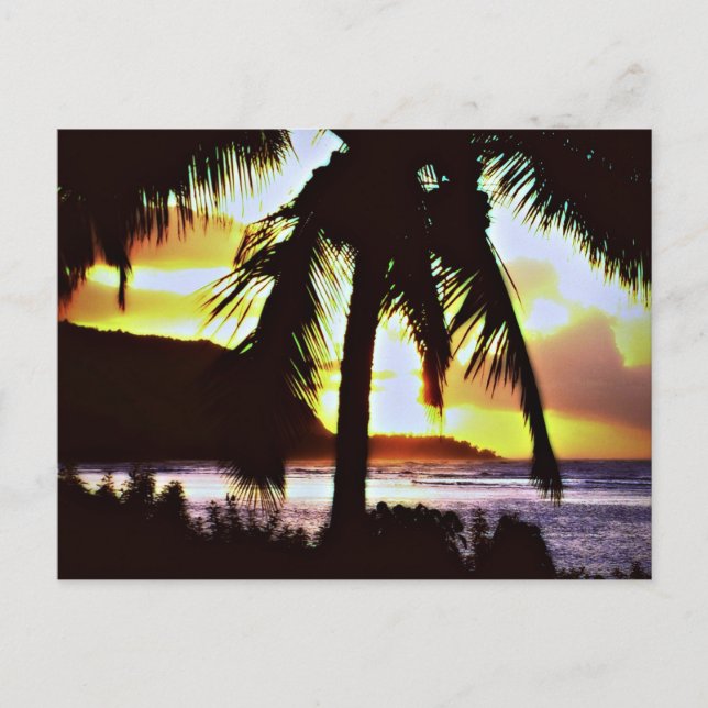 Postal Postcarta de la puesta de sol en Hawái (Anverso)