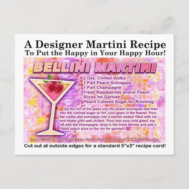 Postal Postcarta de la receta Bellini Martini (Anverso)