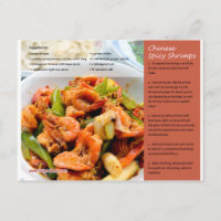 Postcarta de la receta china de gambas picantes