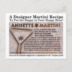 Postal Postcarta de la receta de Anisette Martini
