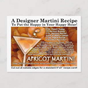 Postal Postcarta de la receta de Apricot Martini