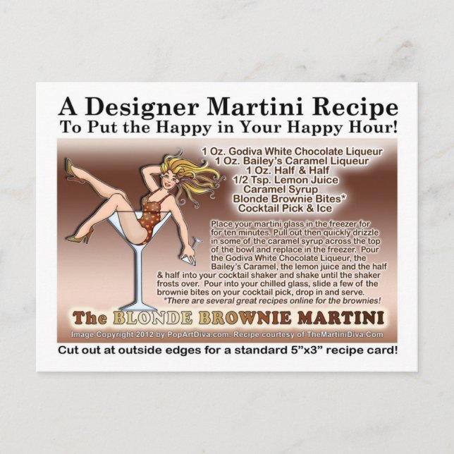 Postal Postcarta de la receta de Blonde Brownie Martini (Anverso)