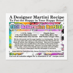 Postal Postcarta de la receta de Chili Watermelon Martini