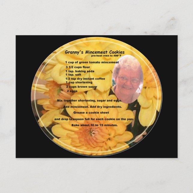 Postal Postcarta de la receta de cocina para vegetariano  (Anverso)