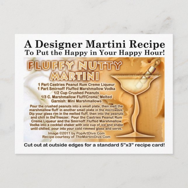 Postal Postcarta de la receta de Fluffy Nutty Martini (Anverso)