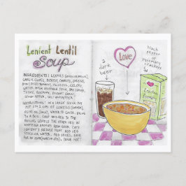 Postal Postcarta de la receta de la sopa de lentejas